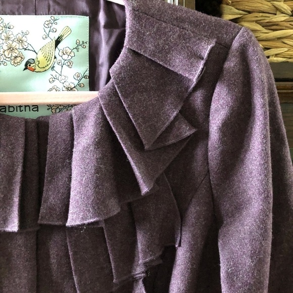 Anthropologie Tabitha Foliage Finder purple wool coat in size 6 - Picture 6 of 7